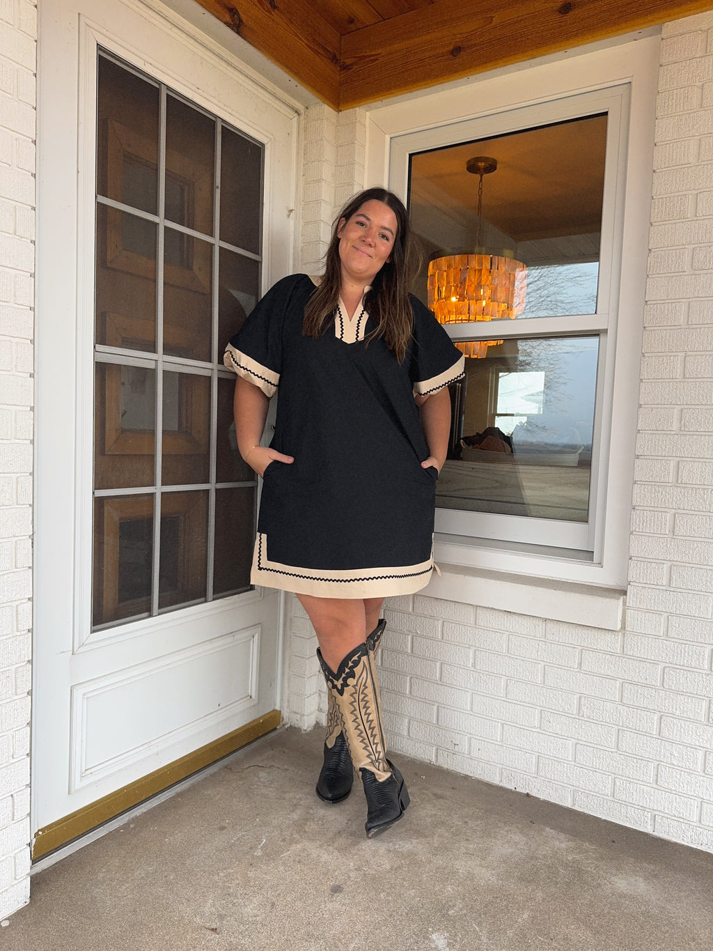 Black and Tan Contrast dress