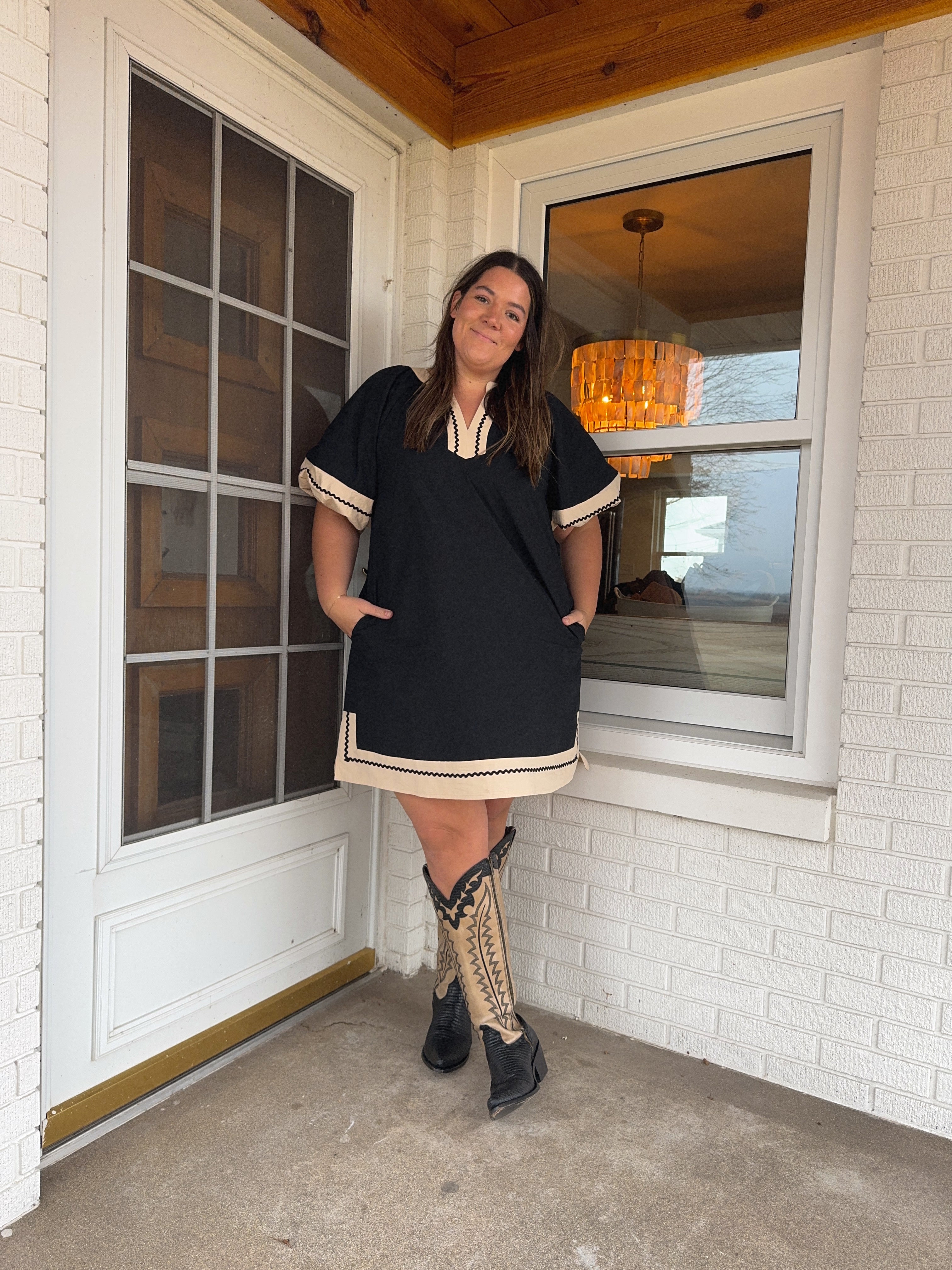 Black and Tan Contrast dress