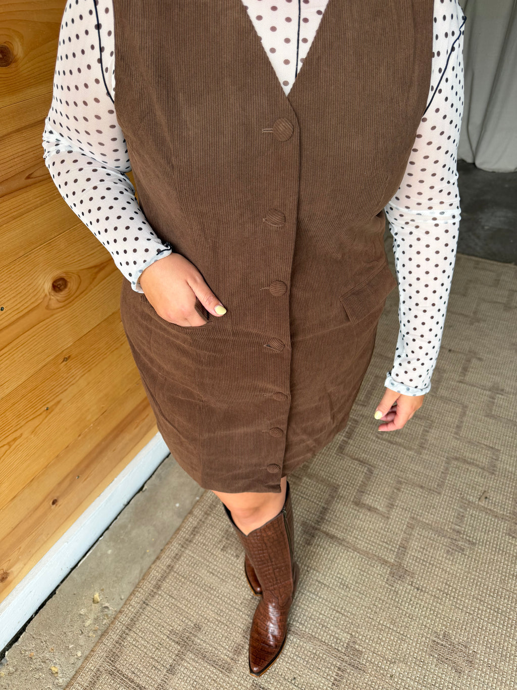 Brown Corduroy Mini Dress