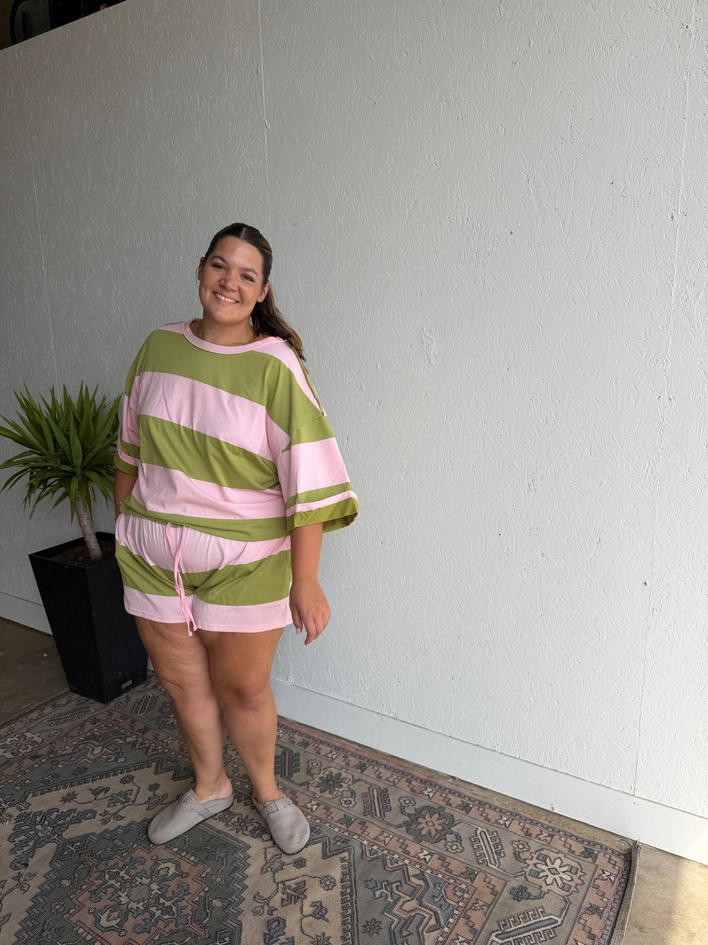 Pink and Green Stripe Set