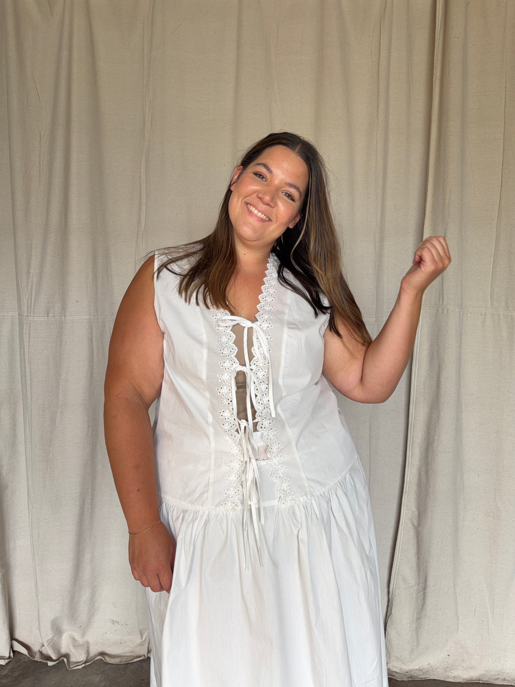 White Eyelet Two- Piece Set