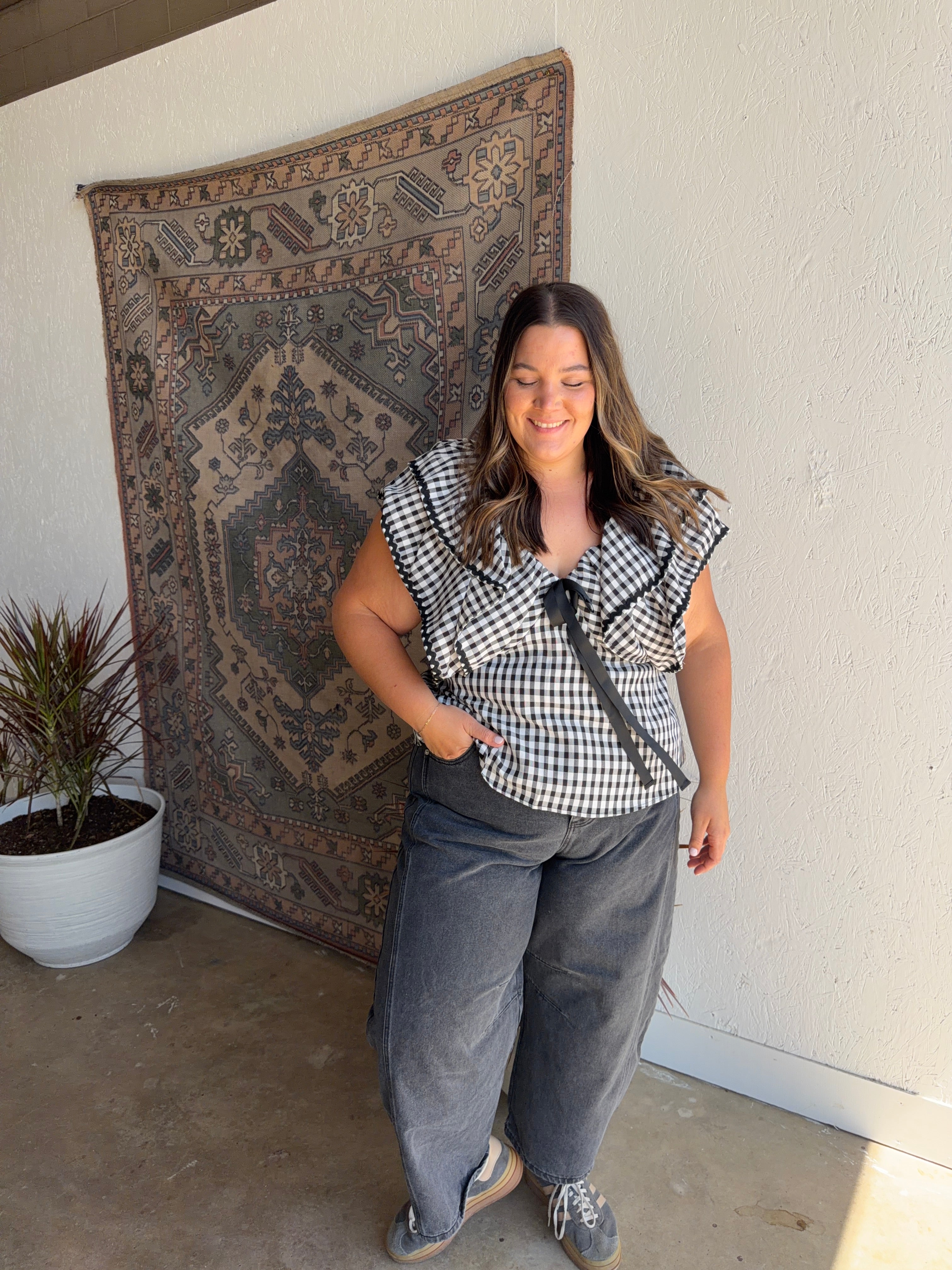 Gingham Ruffle Top