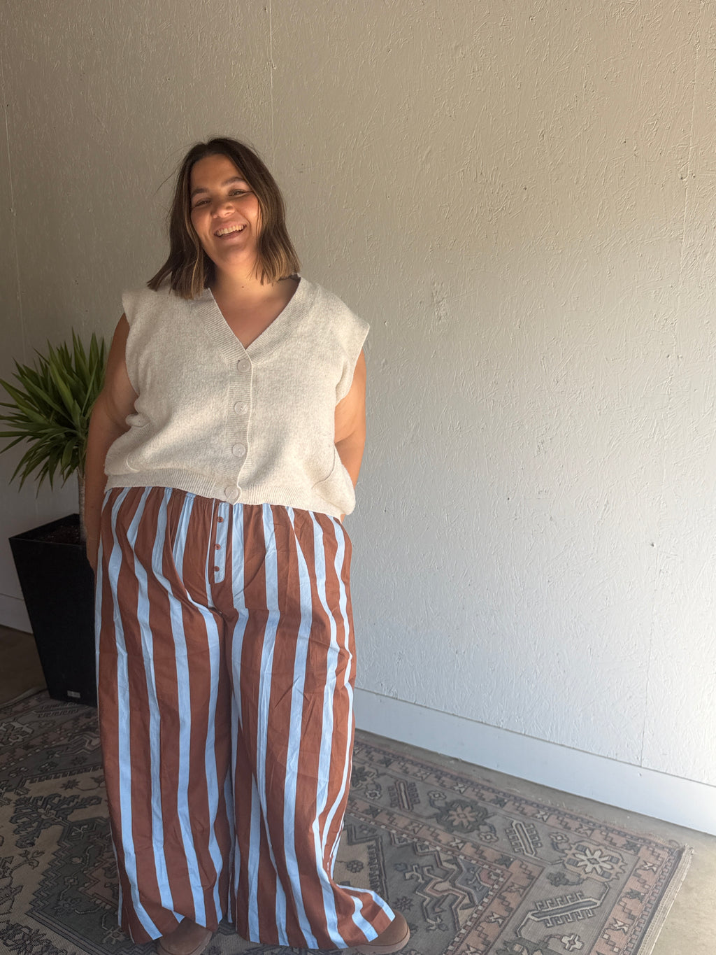 Brown and Blue Wide Leg Lounge Pants