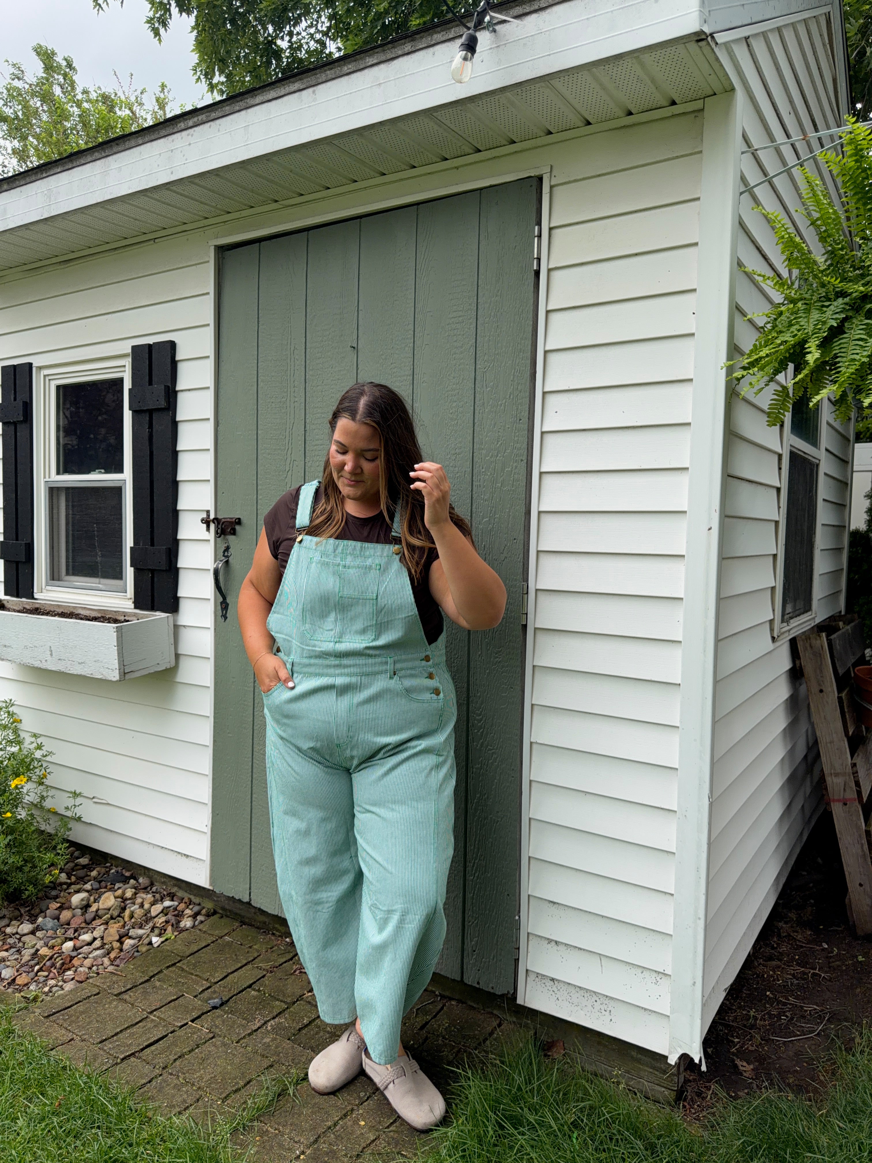 Green Stripe Overalls