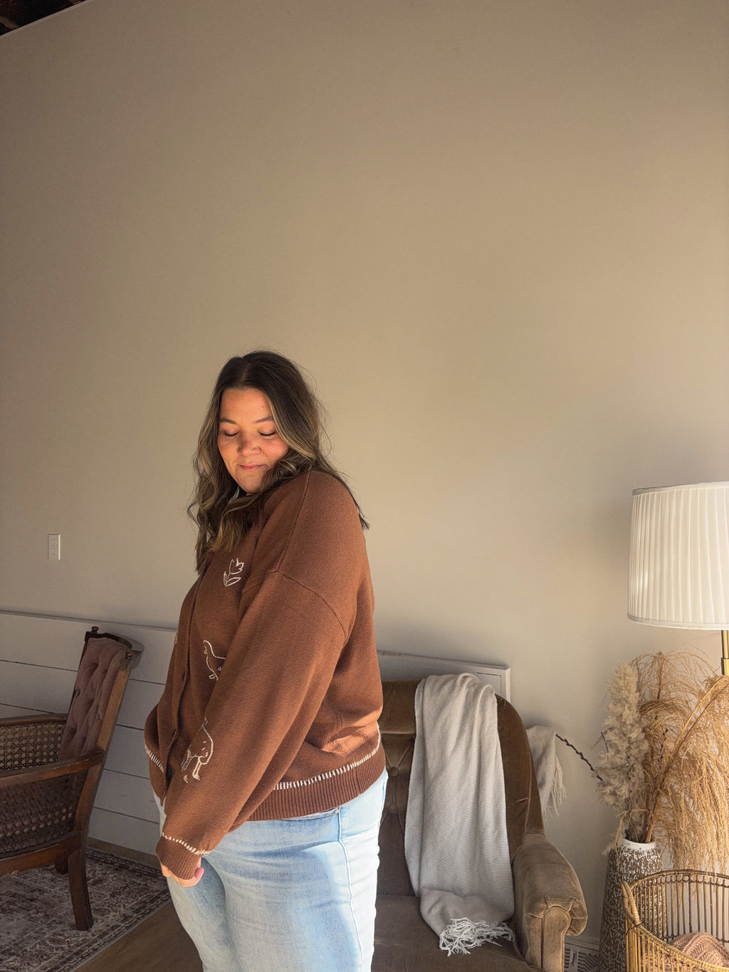 Embroidered Sweater Cardigan