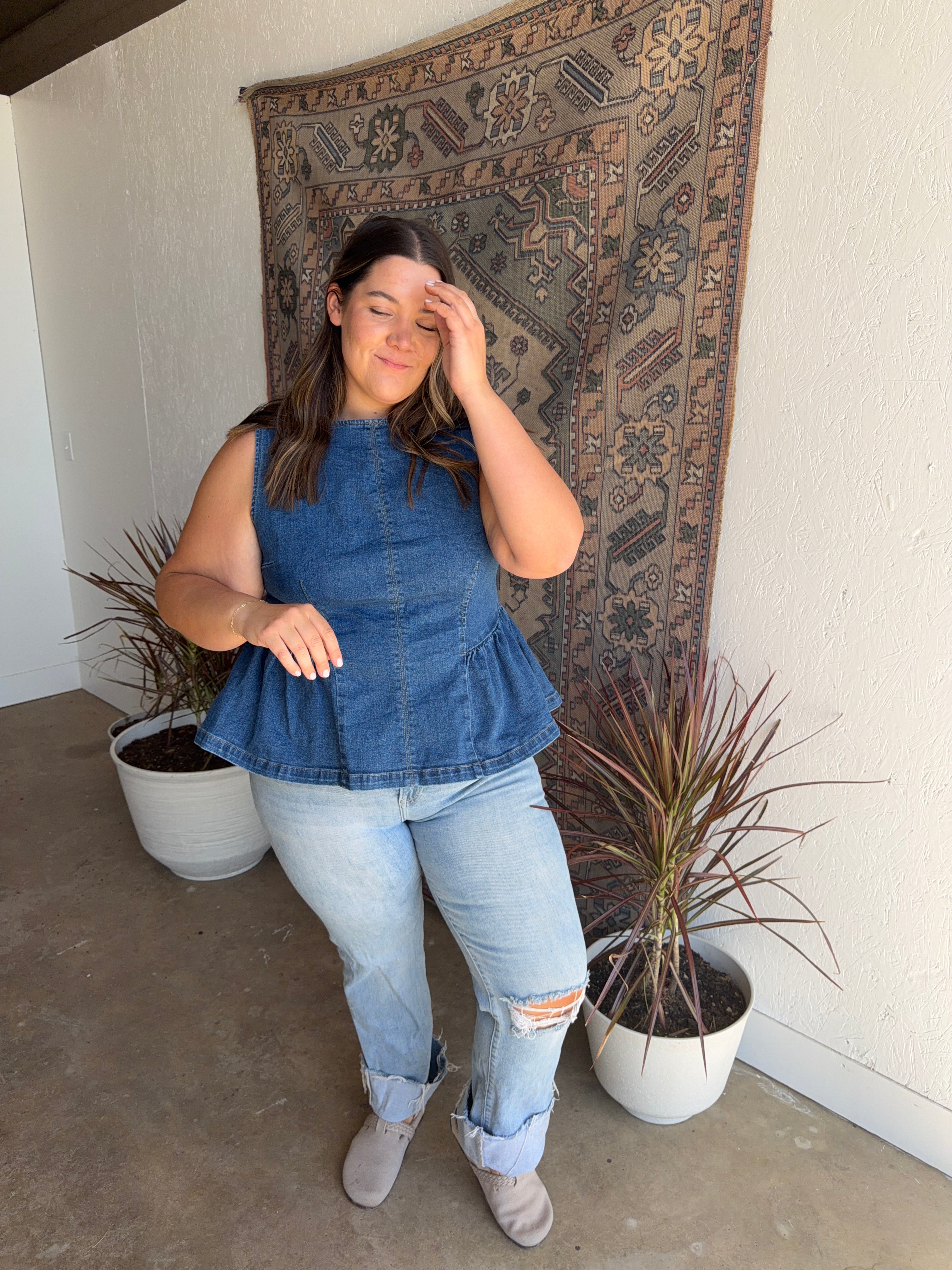 Denim Peplum Tank