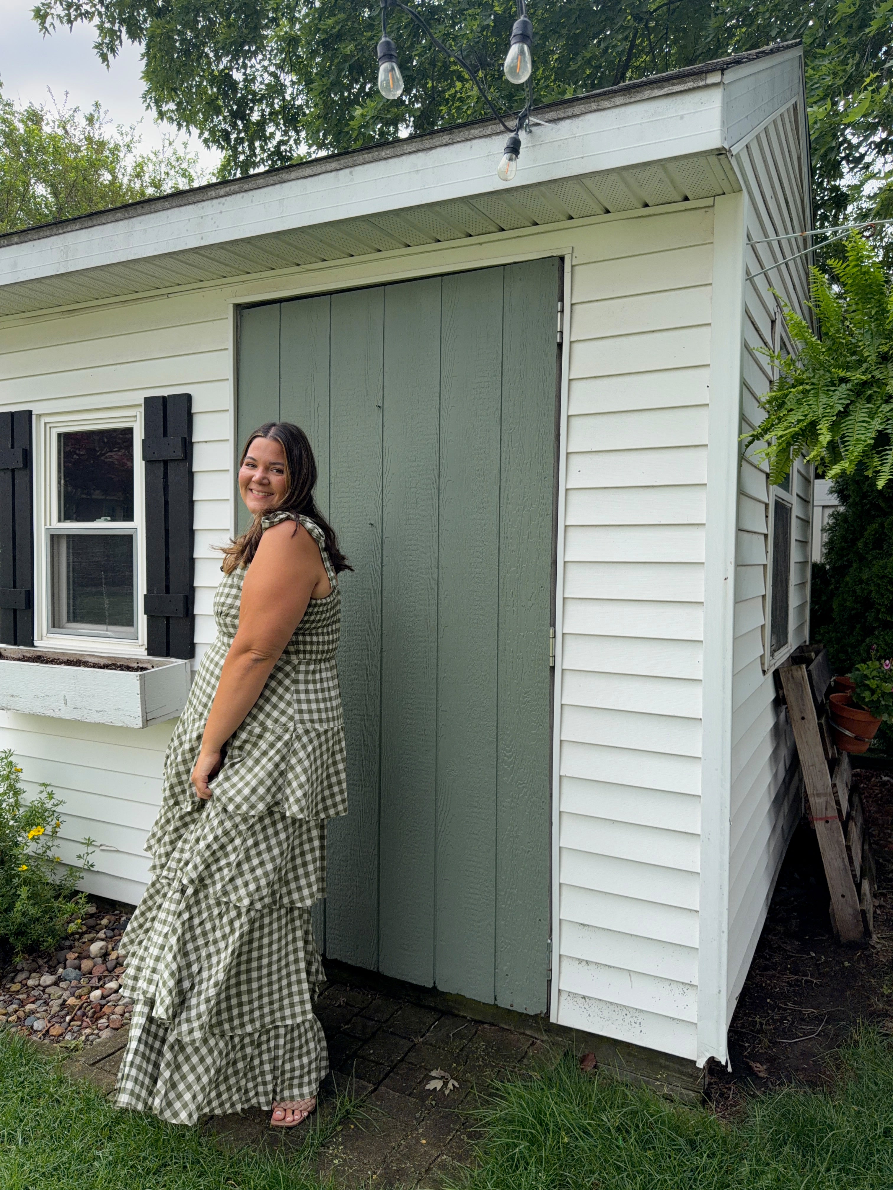 Green Gingham Ruffle Dress