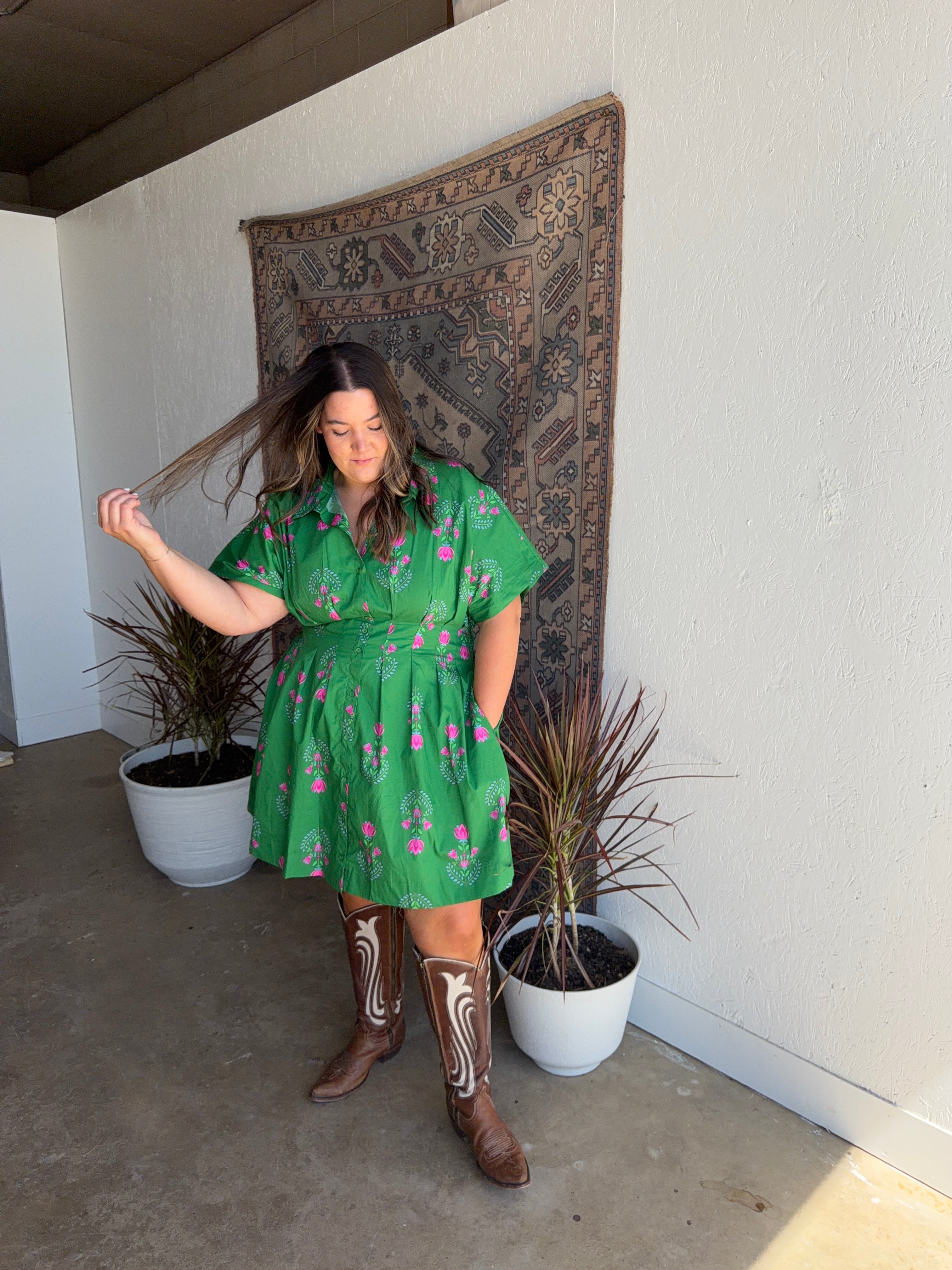 Green Spring Collared Dress
