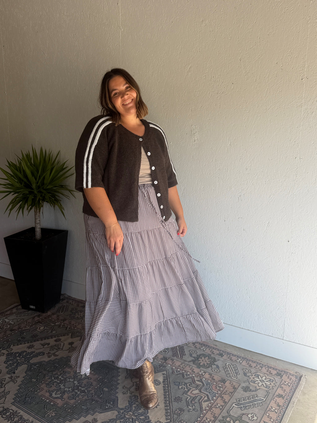 Classic Plaid Tiered Maxi Skirt