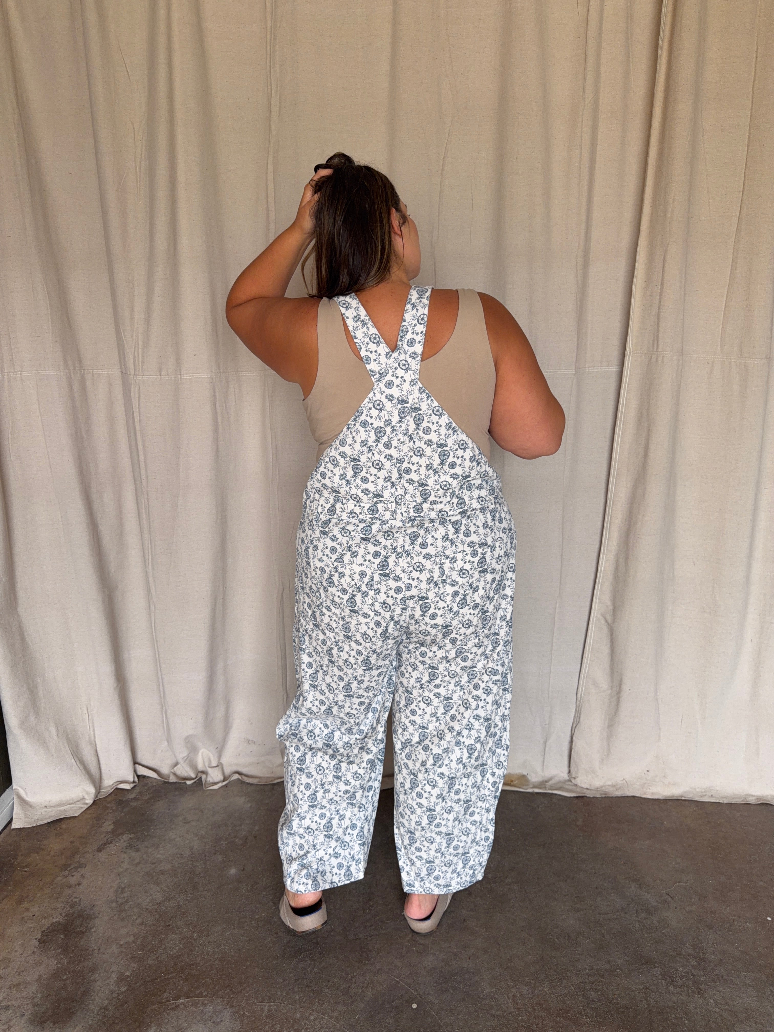 Blue Floral Overalls