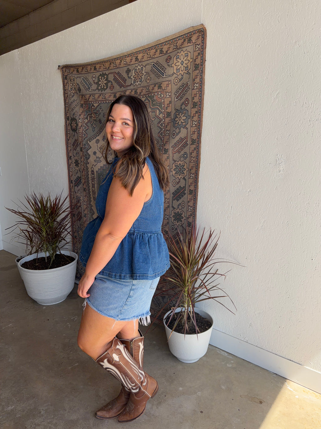 Denim Peplum Tank