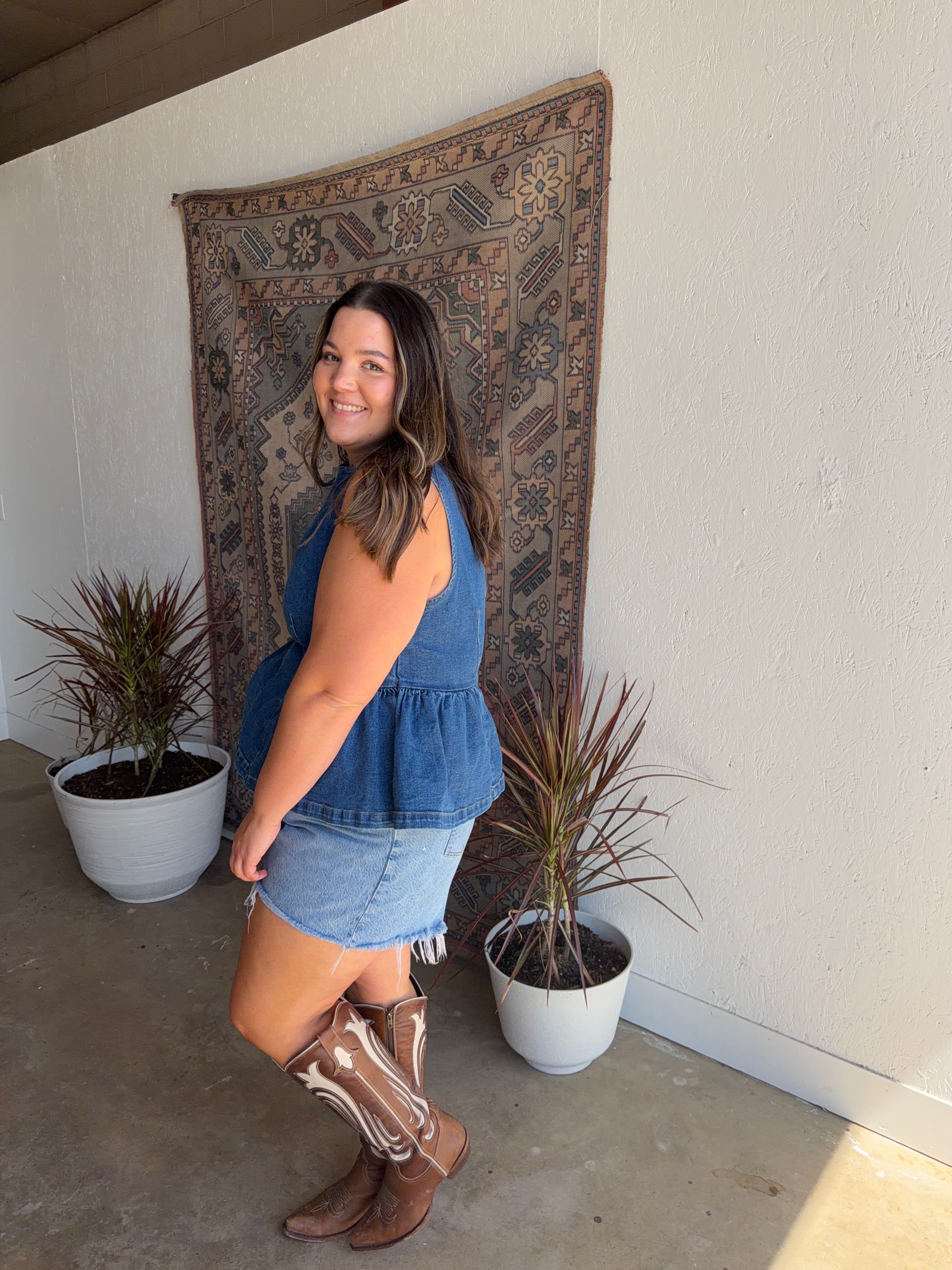 Denim Peplum Tank