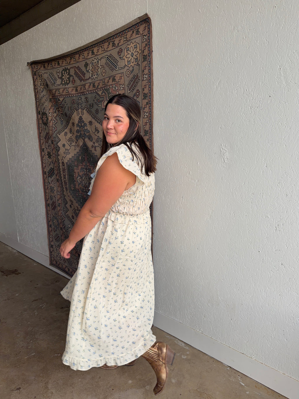 Floral Smocked  Midi Dress