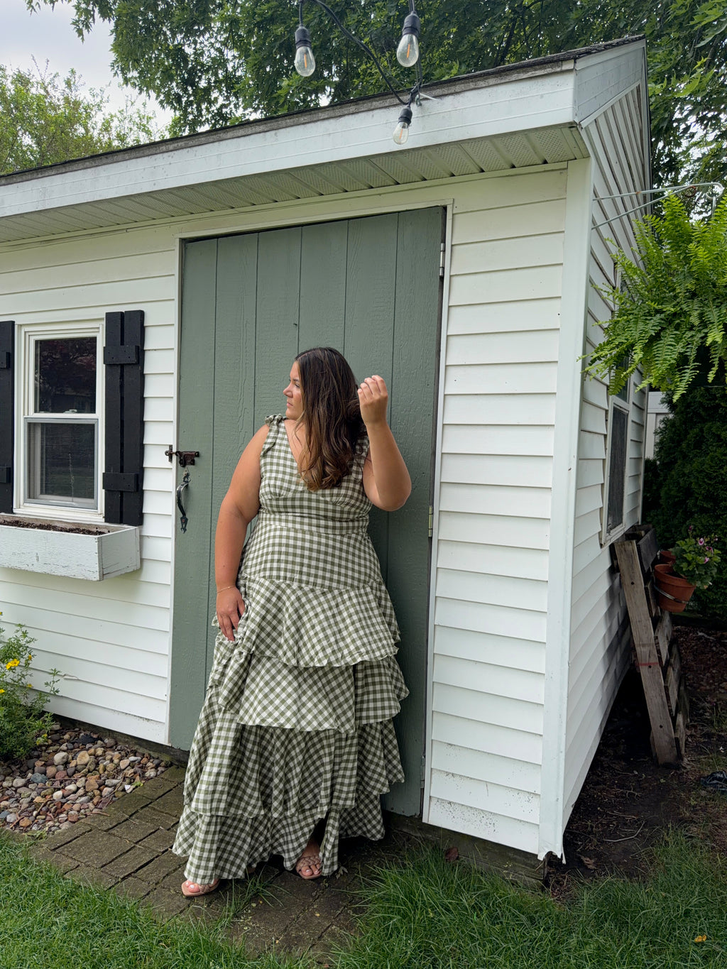 Green Gingham Ruffle Dress