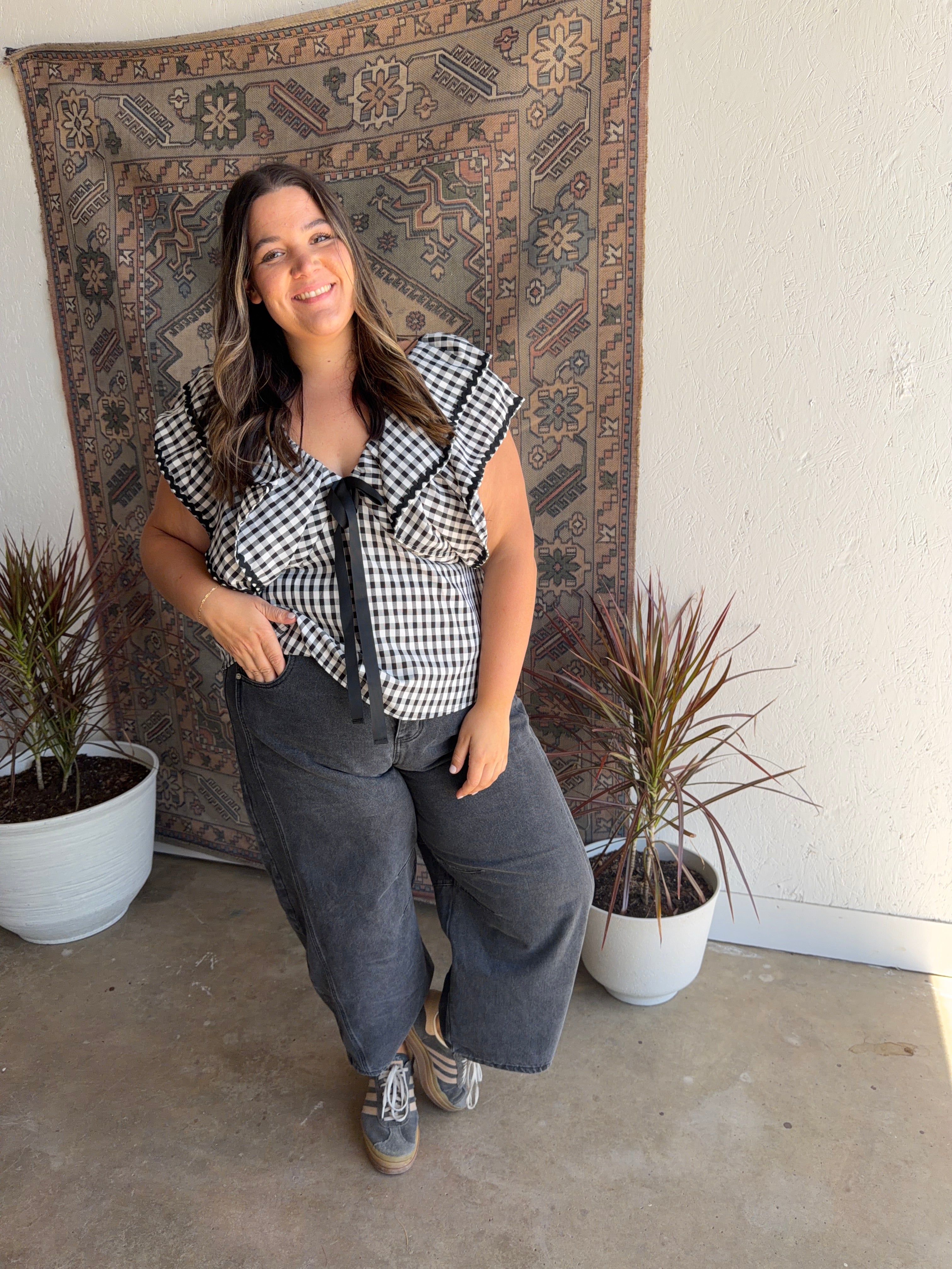 Gingham Ruffle Top