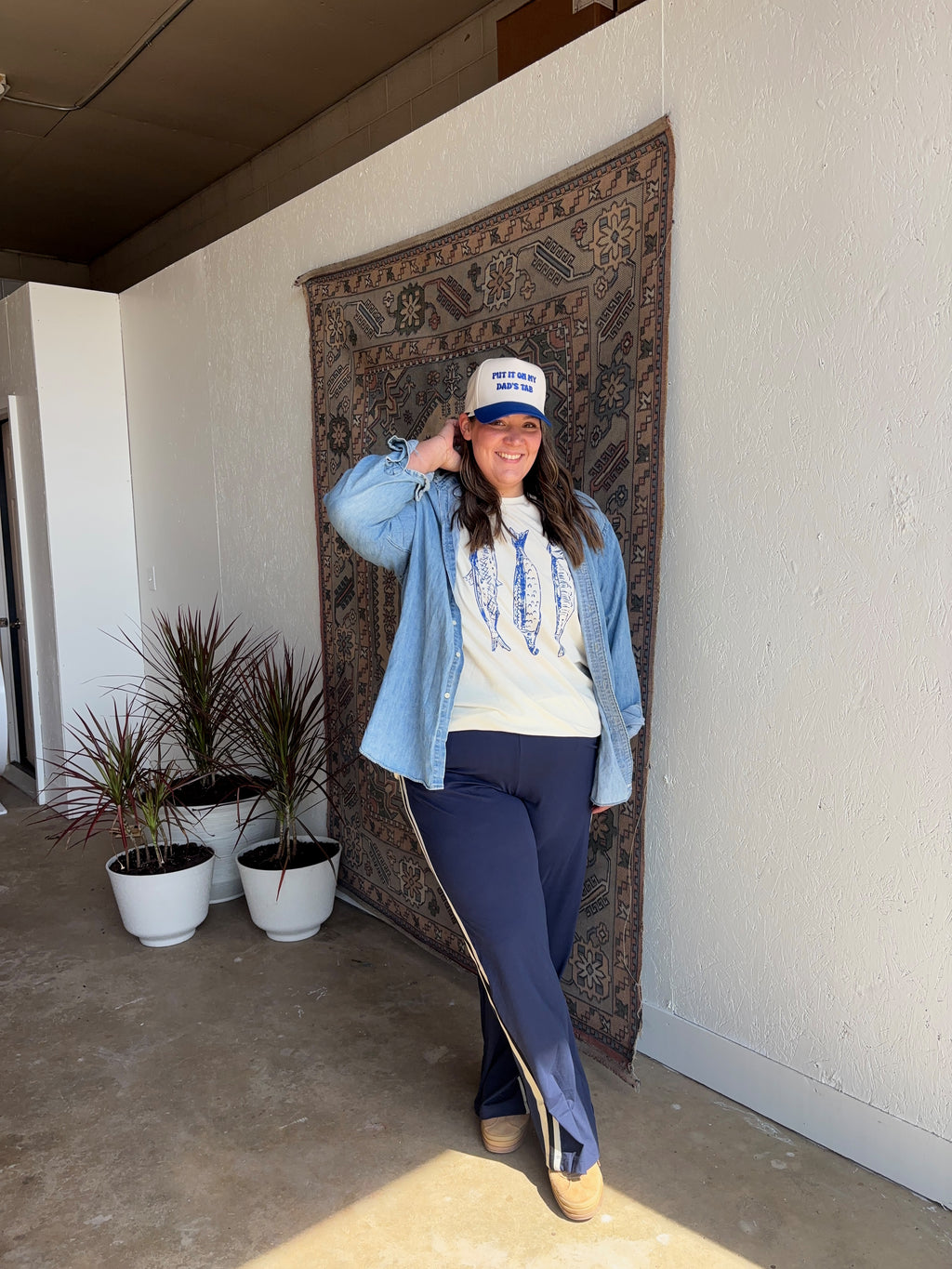 Butter Soft Stripe Pants [Brown and Navy]