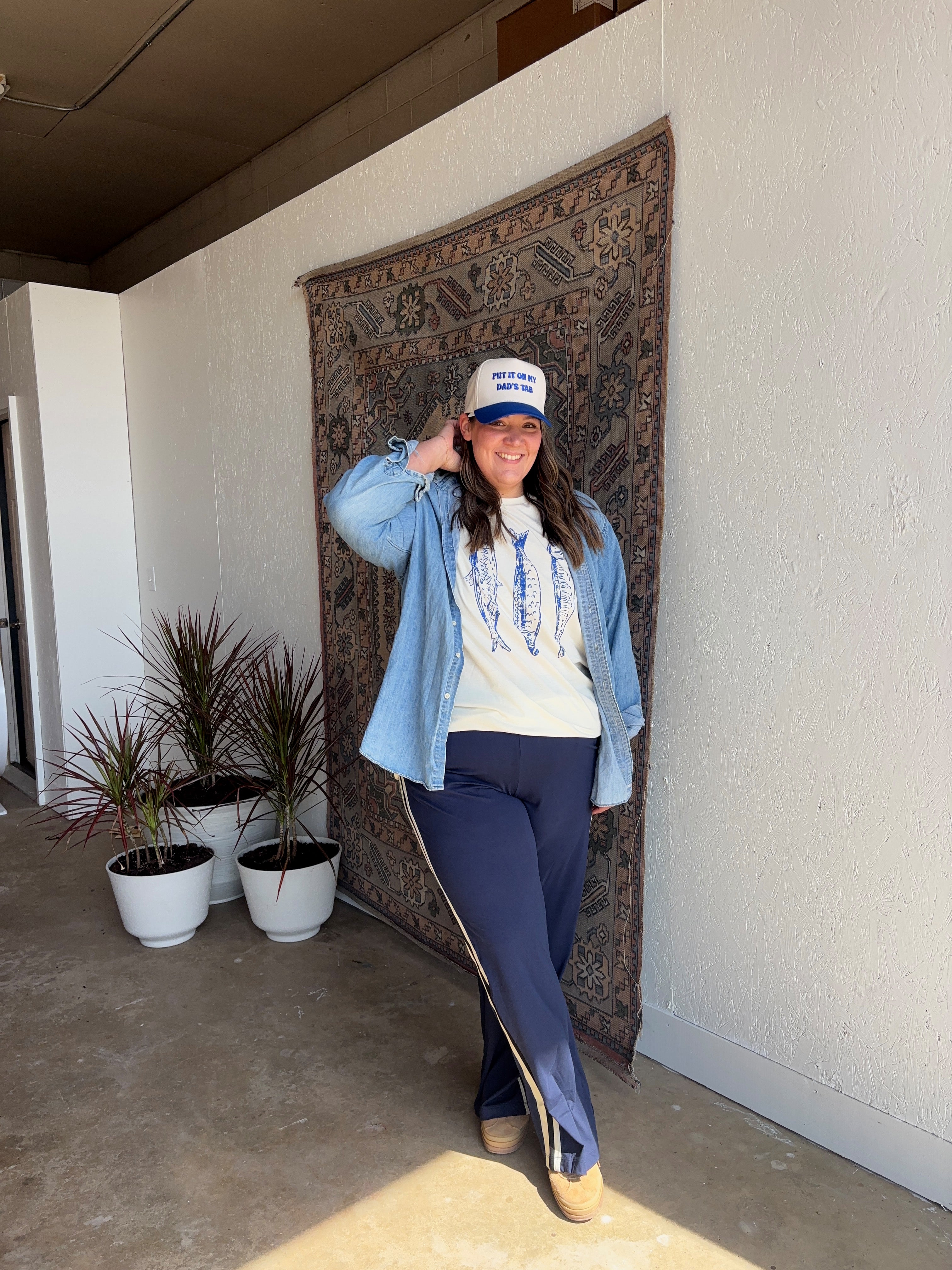 Butter Soft Stripe Pants [Brown and Navy]