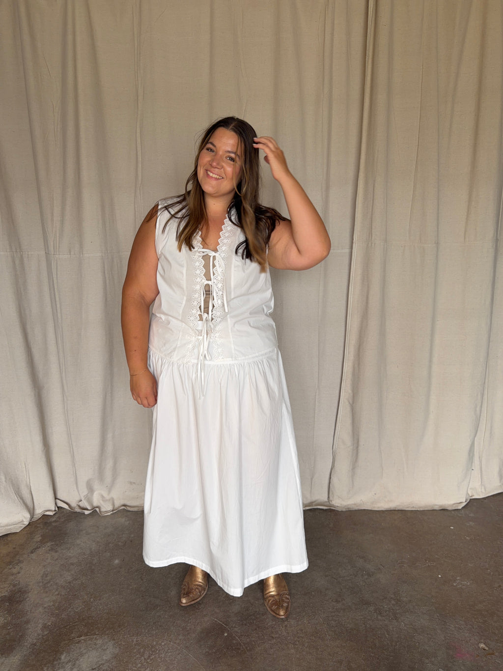 White Eyelet Two- Piece Set
