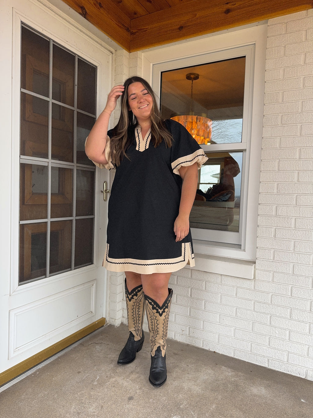 Black and Tan Contrast dress