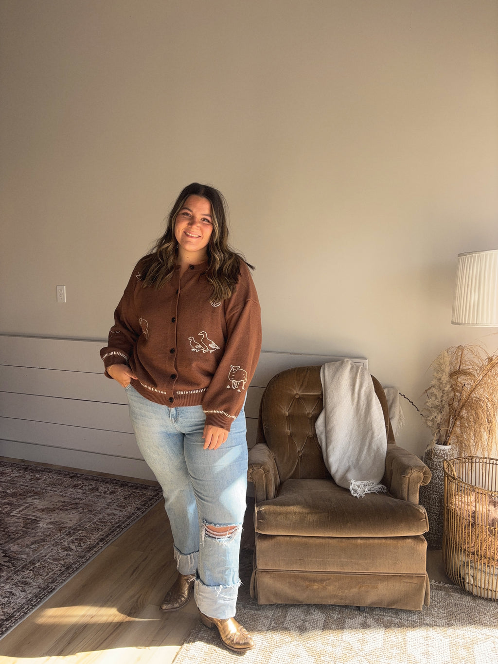 Embroidered Sweater Cardigan