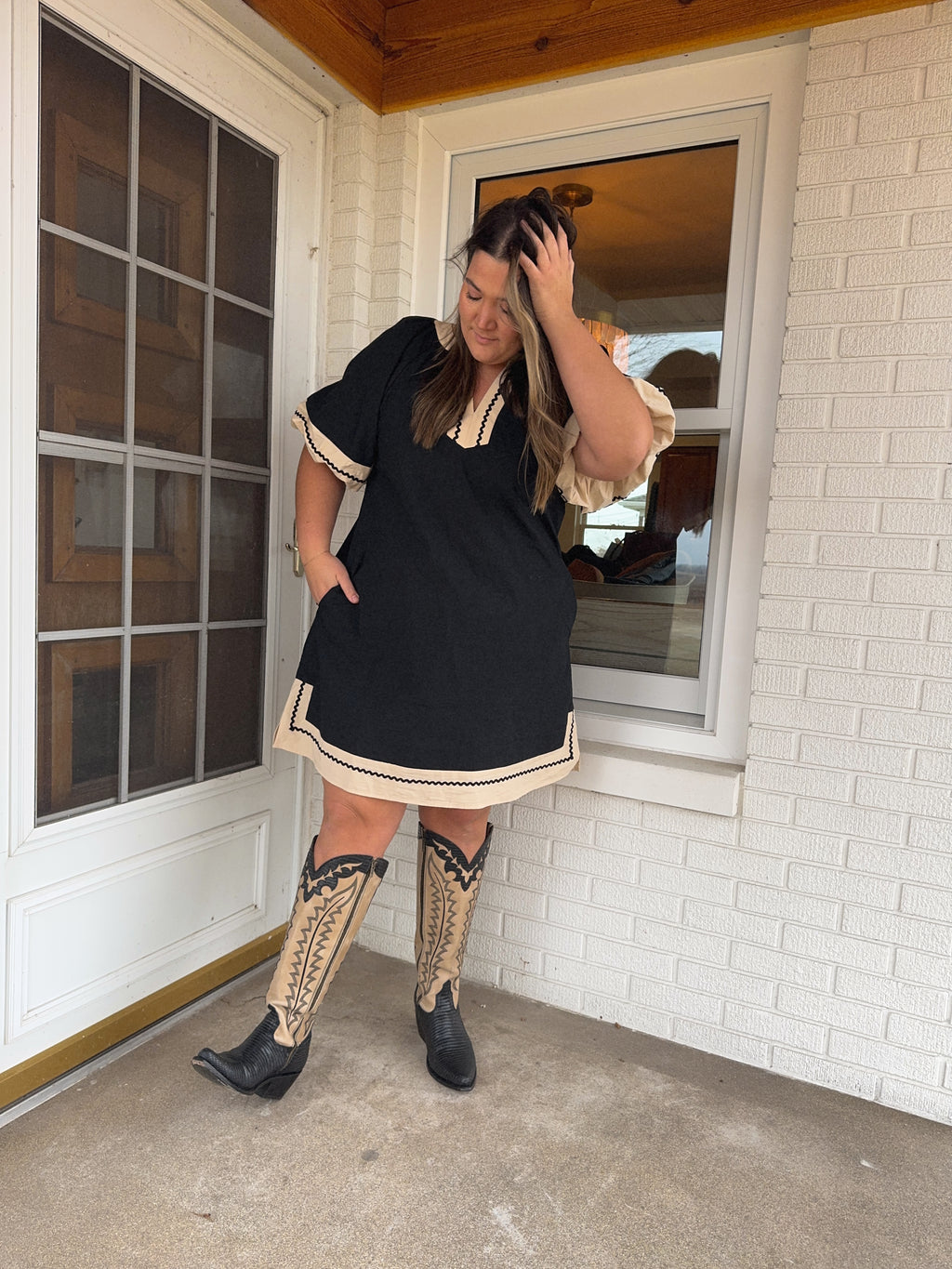 Black and Tan Contrast dress