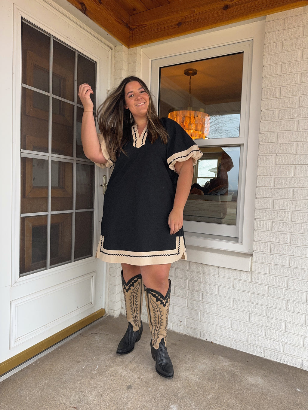 Black and Tan Contrast dress