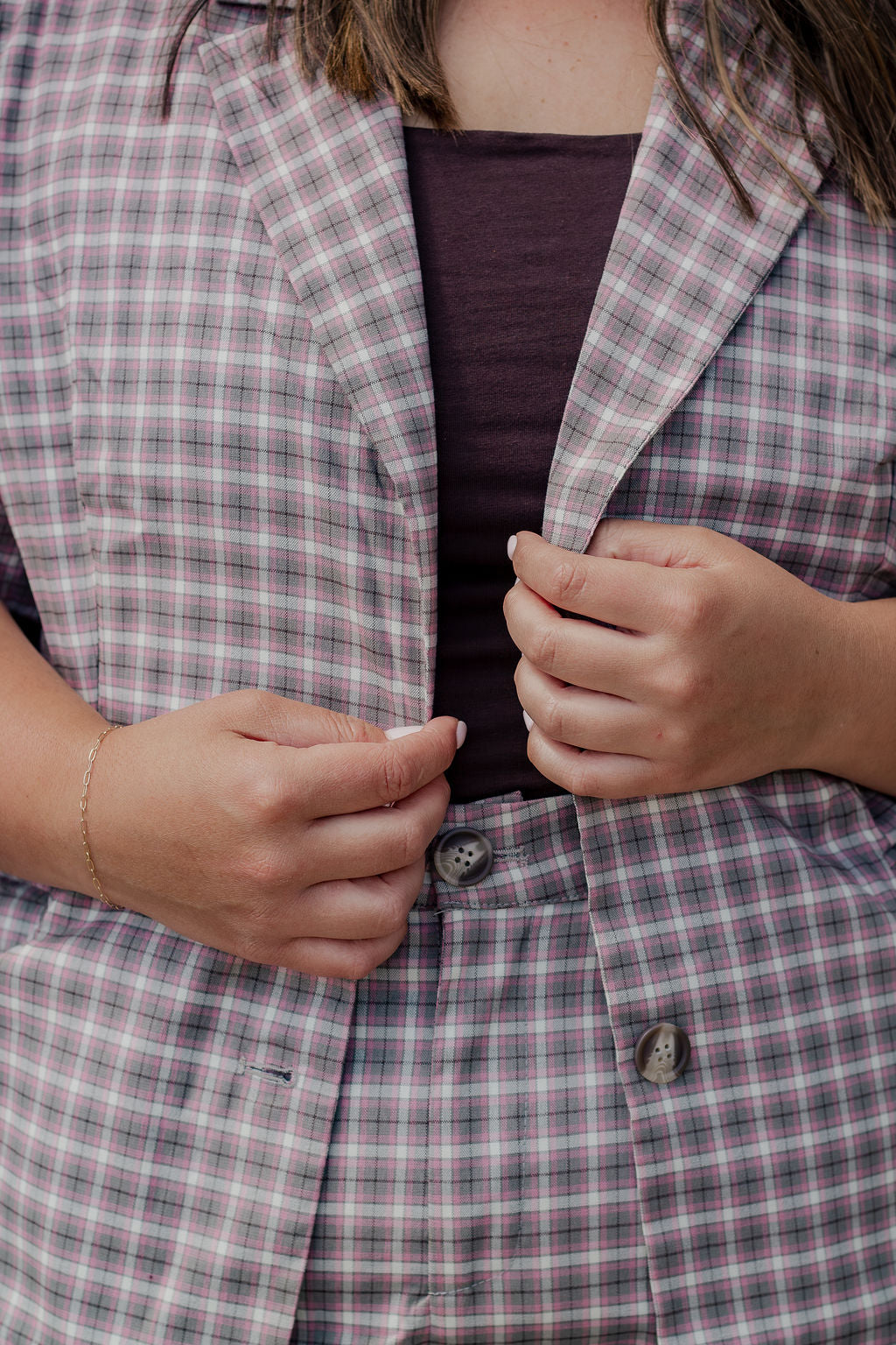 Pink Plaid Blazer Set [Blazer]