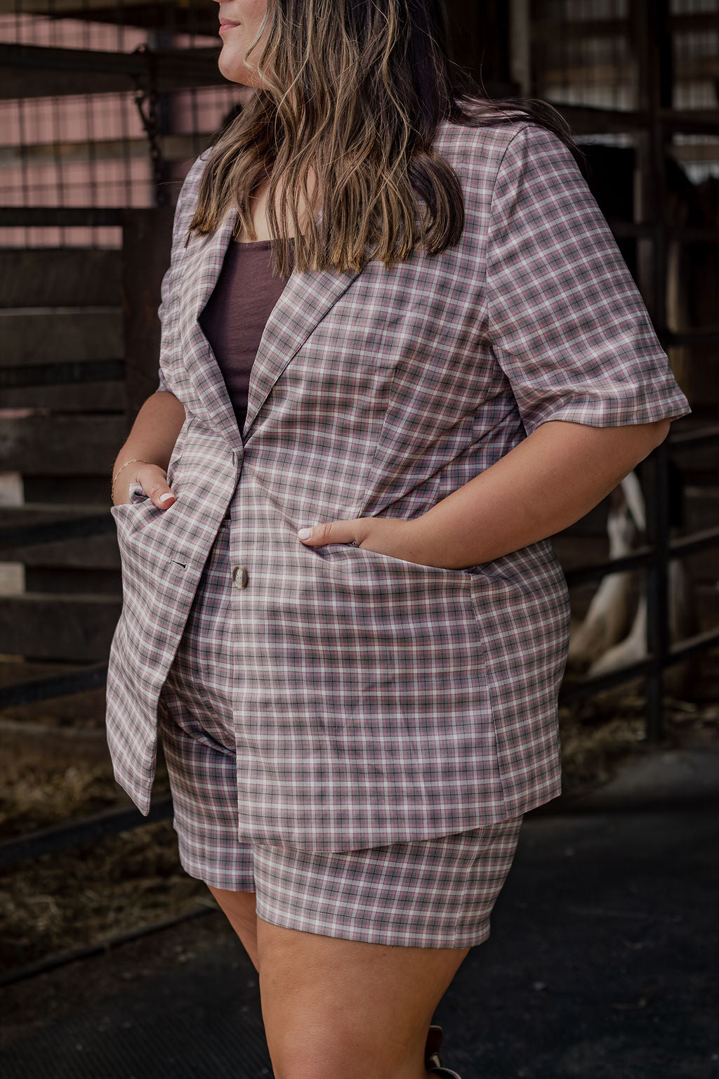 Pink Plaid Blazer Set [Blazer]