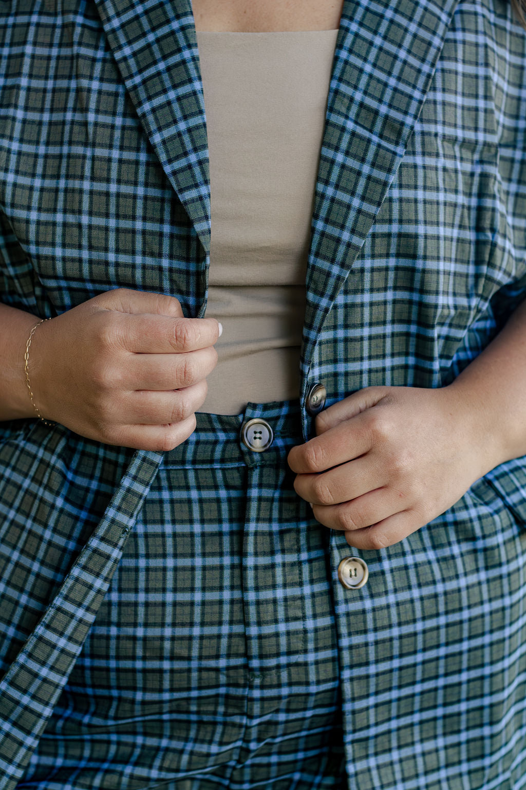 Blue Plaid Blazer Set [Blazer]