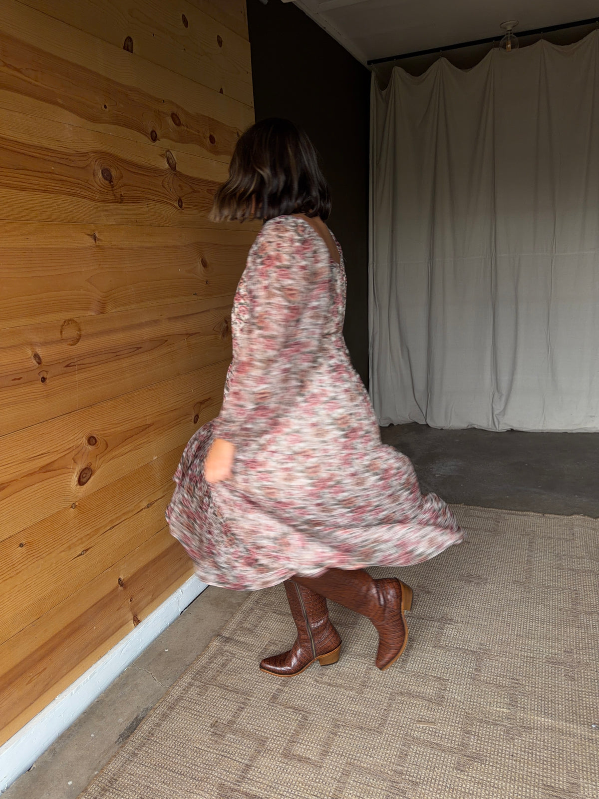 Autumn Floral Midi Dress
