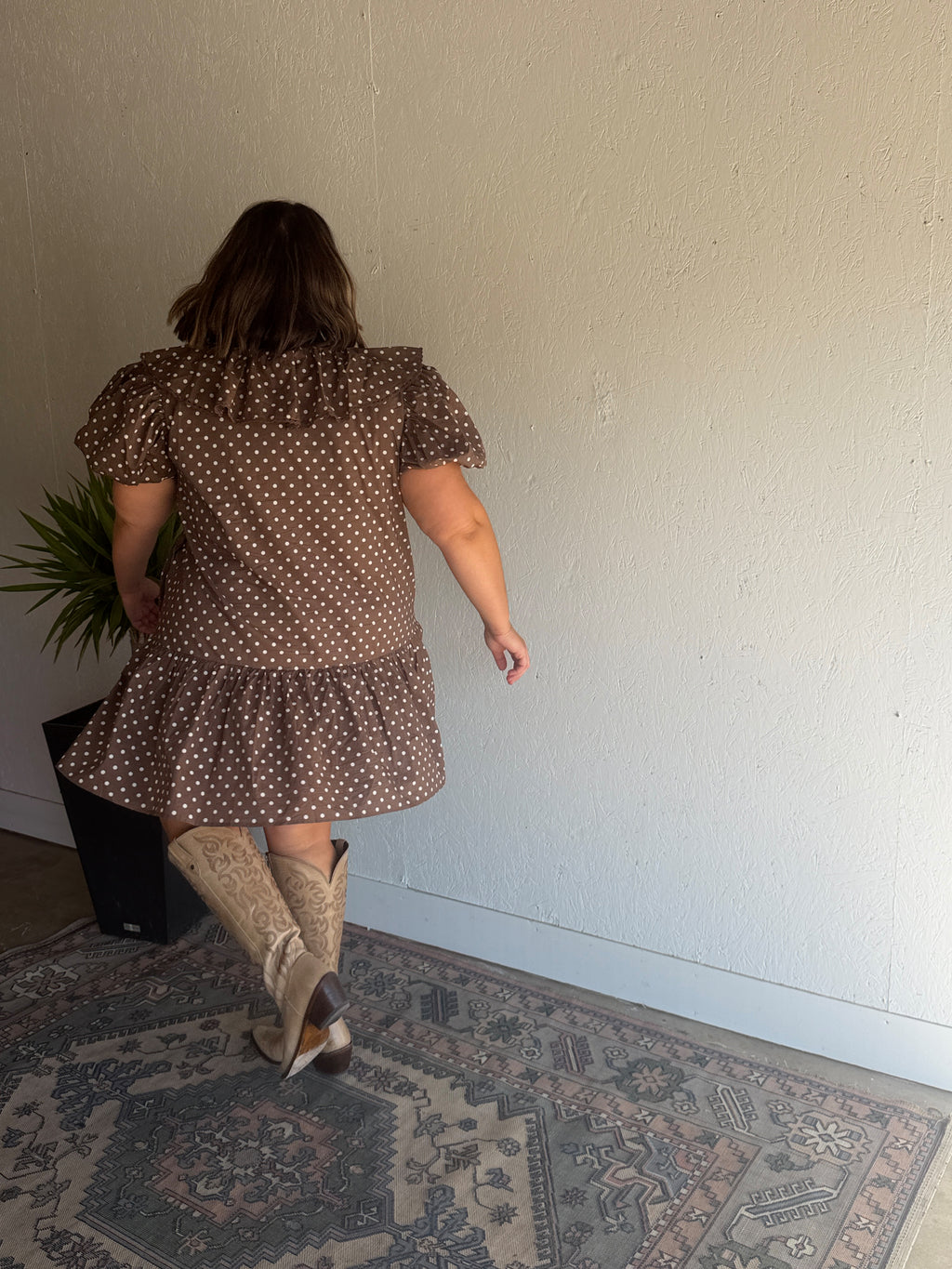 Polka Dot Coffee Mini Dress