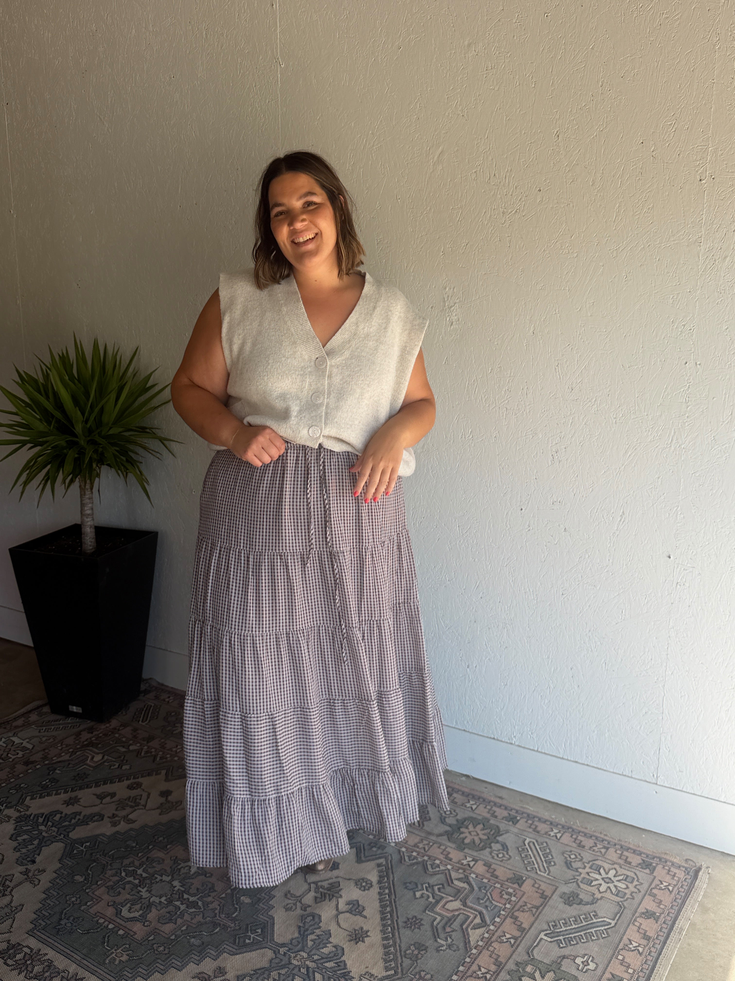 Classic Plaid Tiered Maxi Skirt