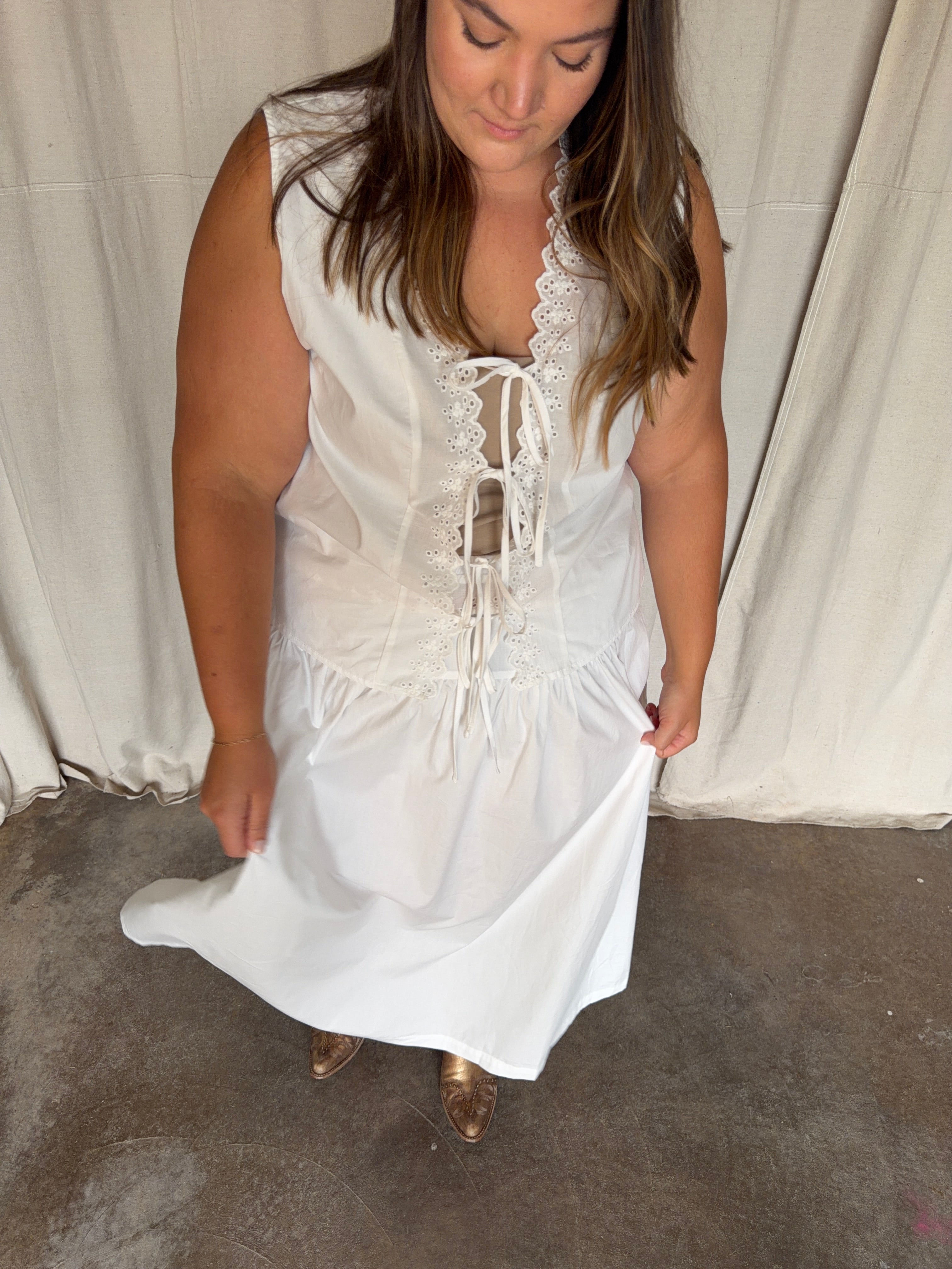 White Eyelet Two- Piece Set
