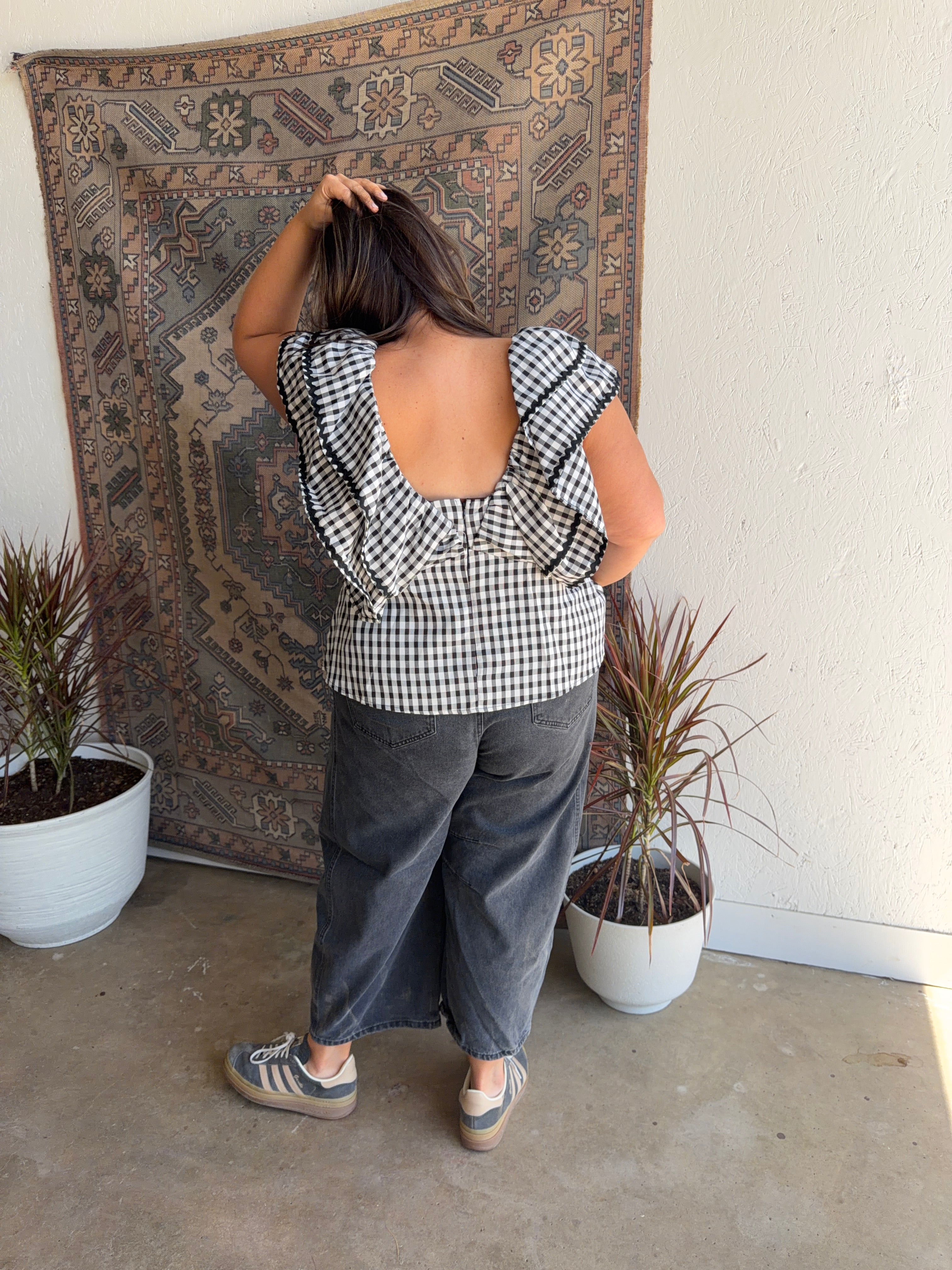 Gingham Ruffle Top