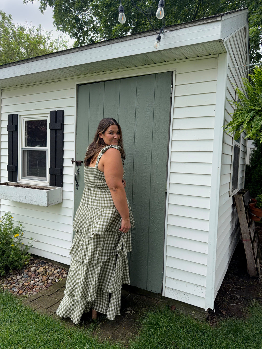 Green Gingham Ruffle Dress