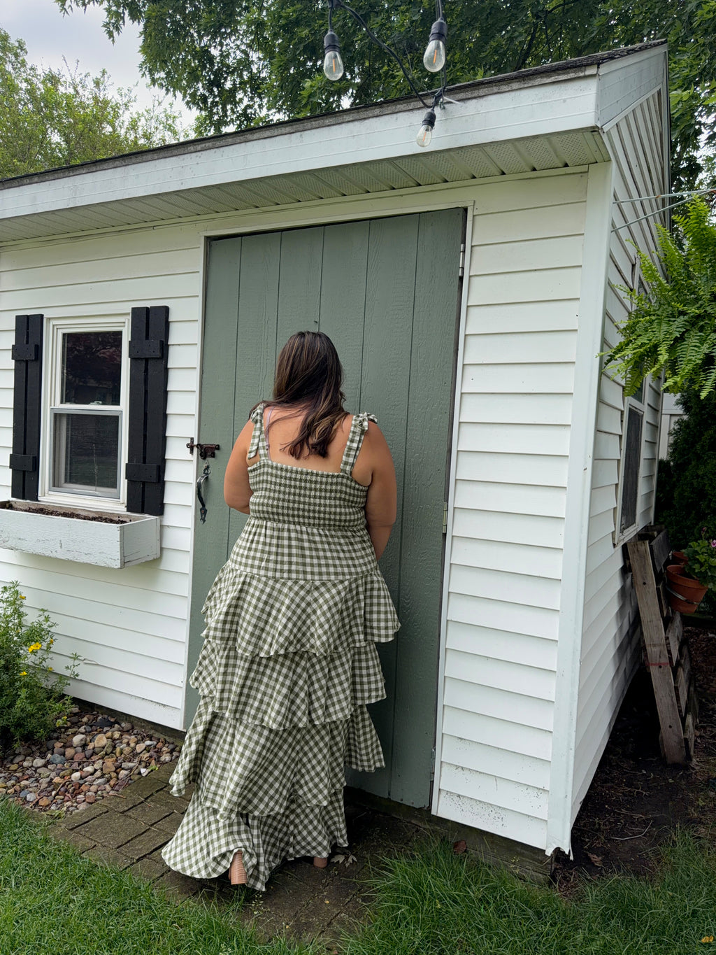 Green Gingham Ruffle Dress
