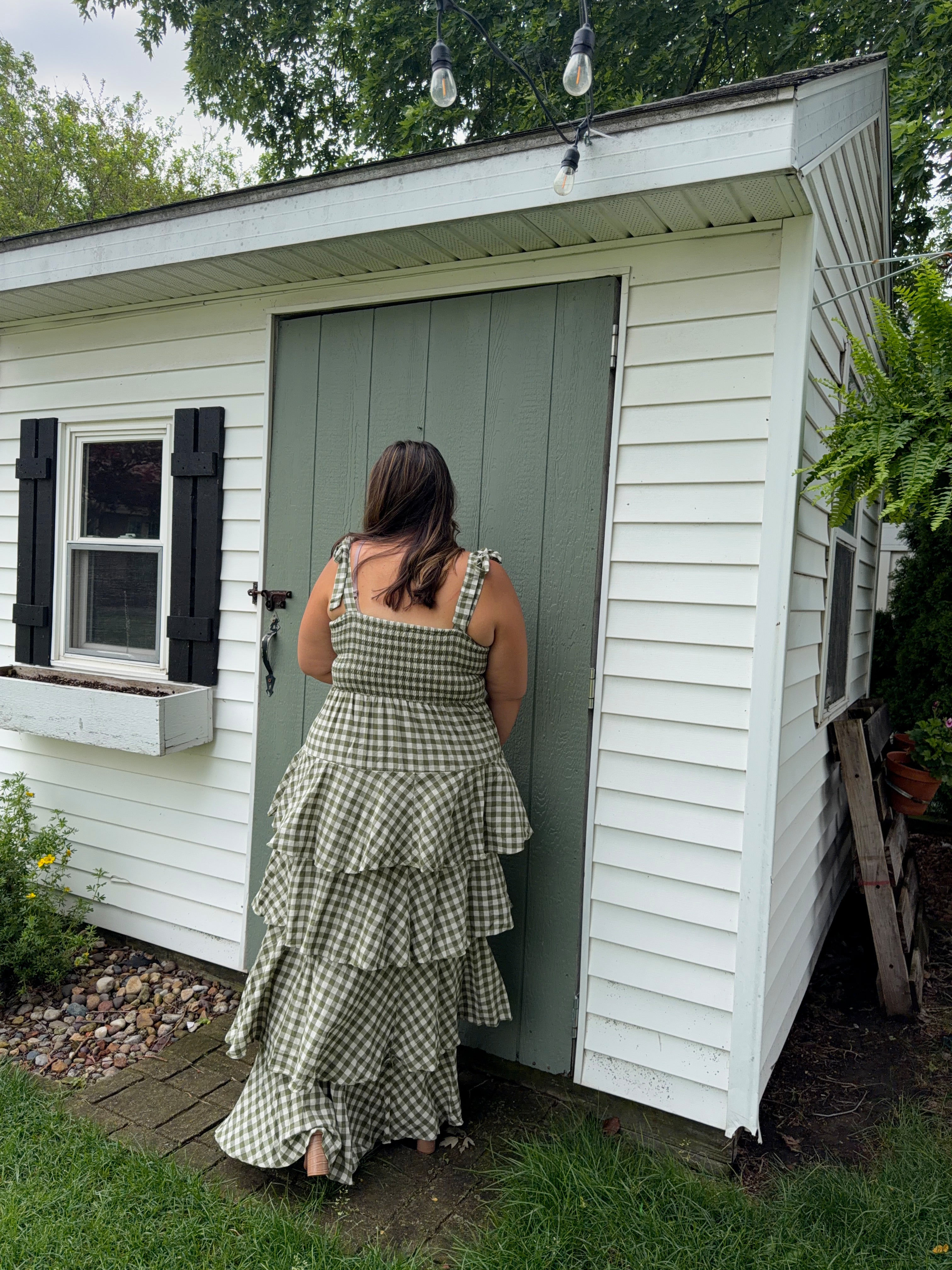 Green Gingham Ruffle Dress