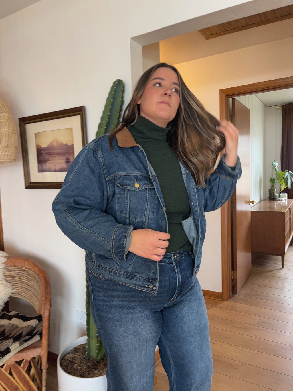 Corduroy Collar Denim Jacket