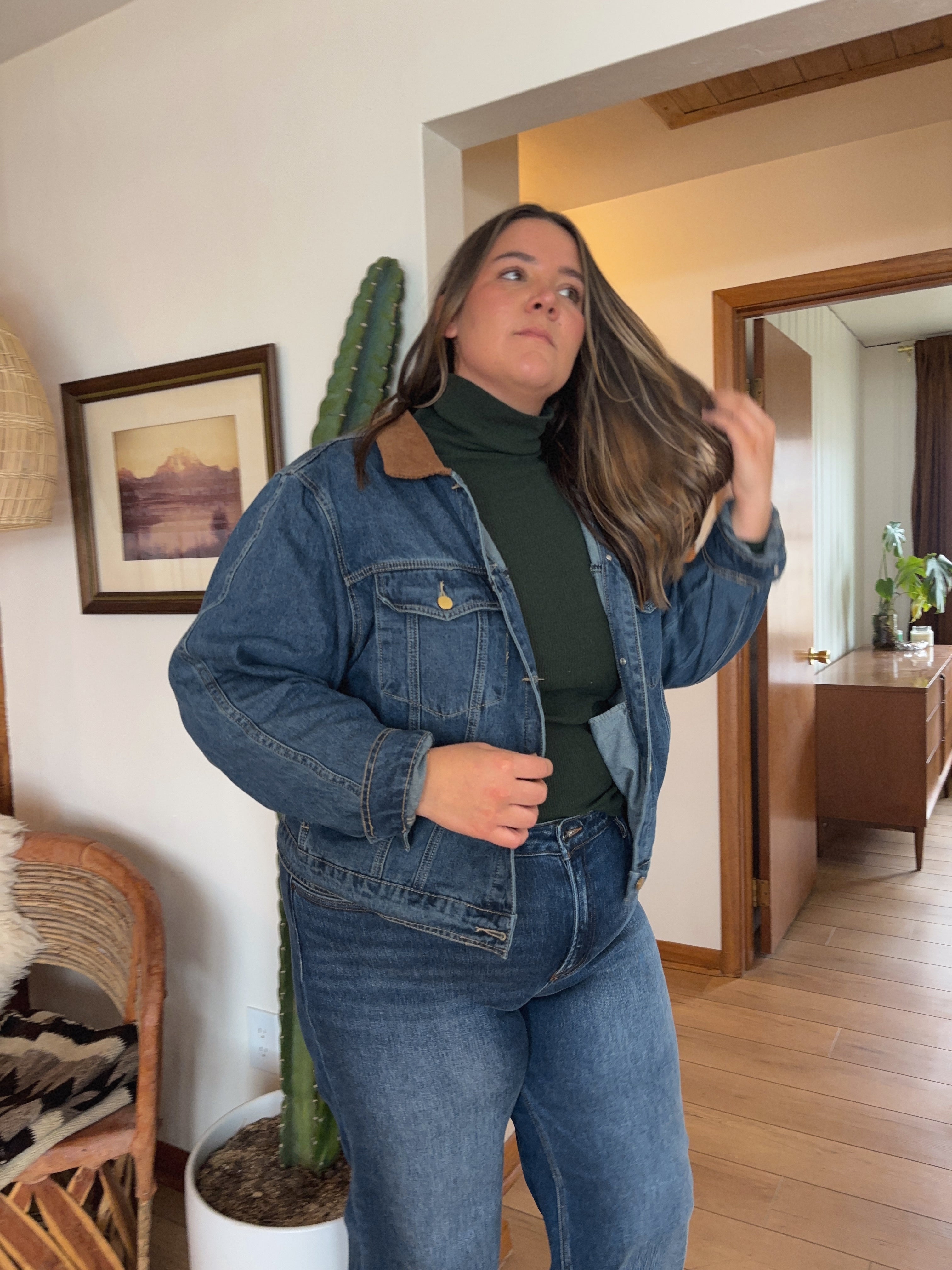 Corduroy Collar Denim Jacket