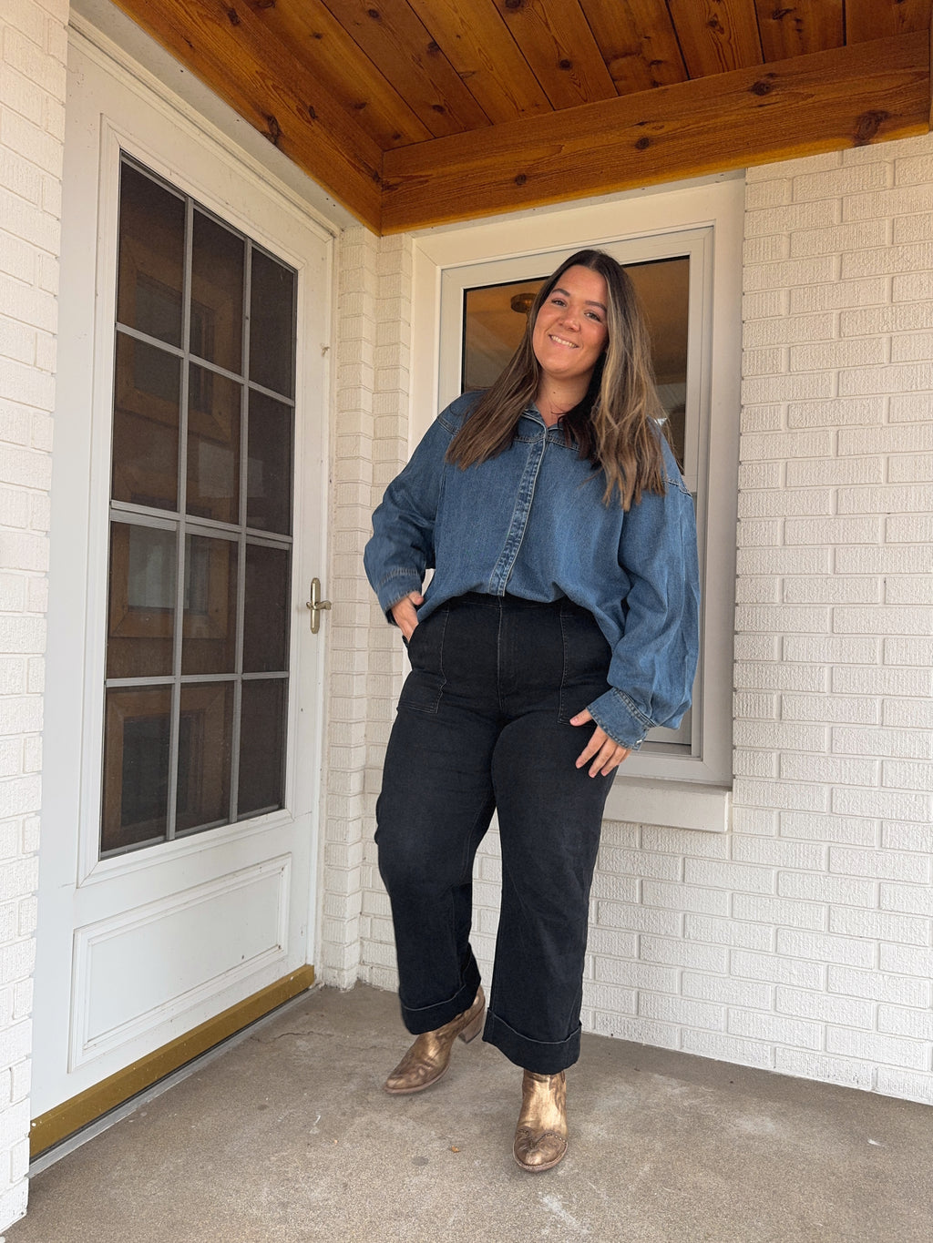 Black Cuffed Jeans [elastic waistband]