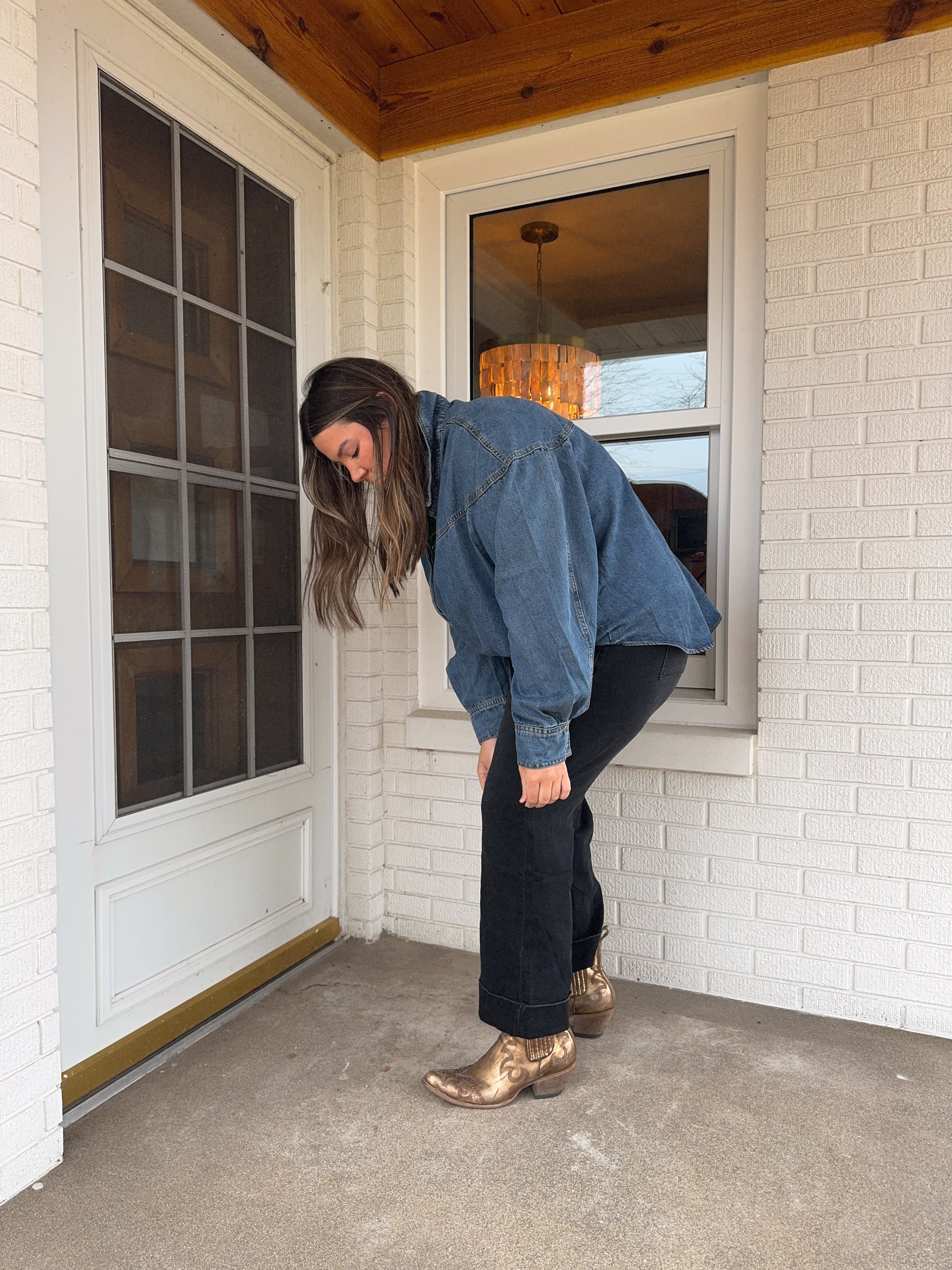 Black Cuffed Jeans [elastic waistband]