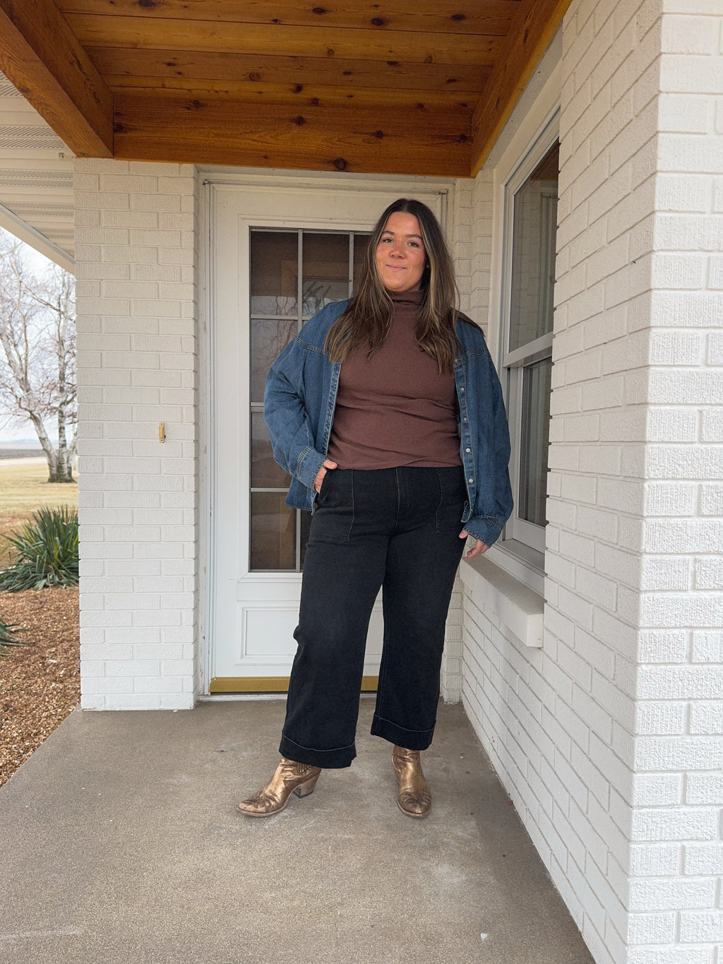 Black Cuffed Jeans [elastic waistband]