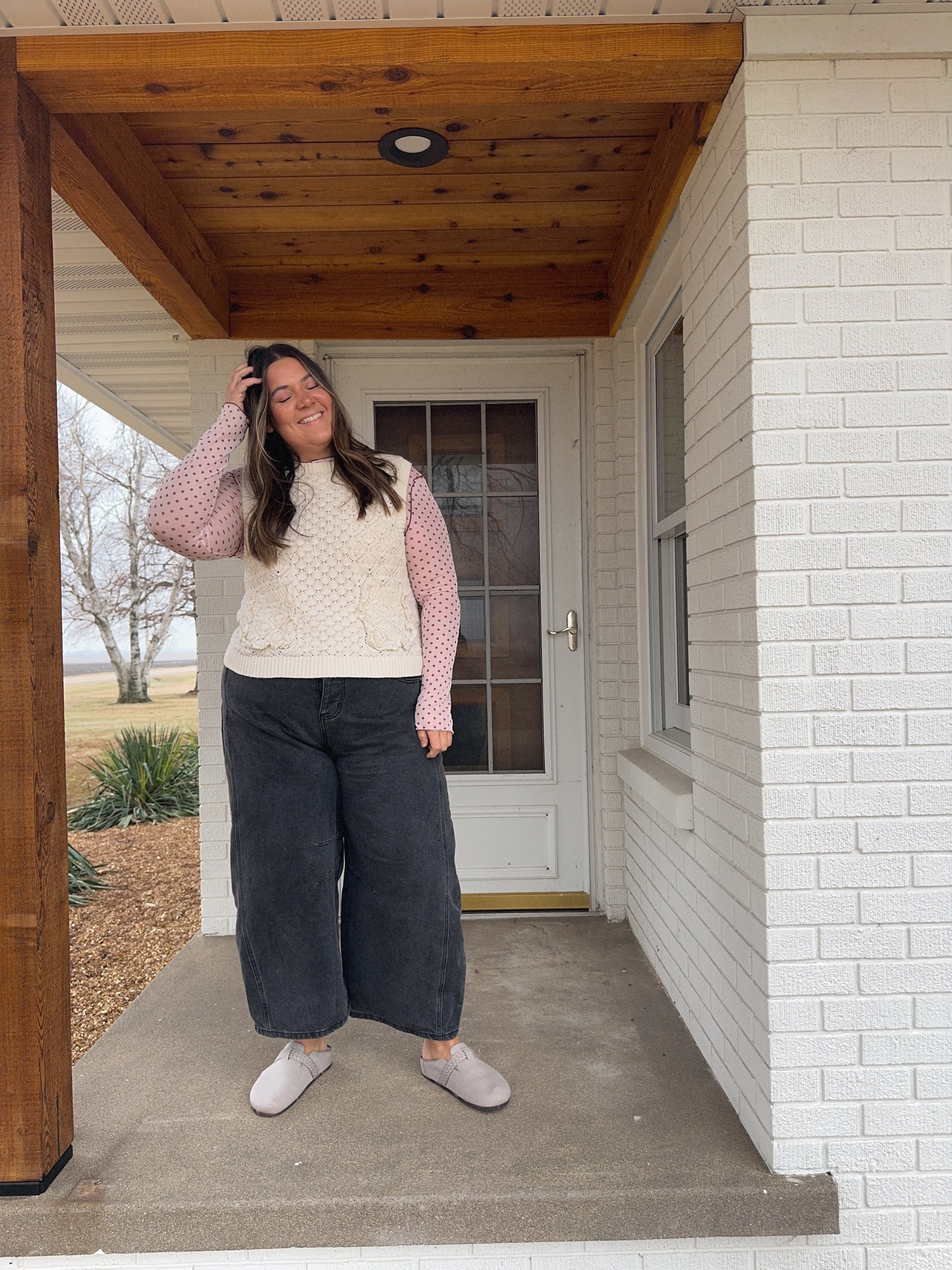 Pink Polka Dot Sheer Top
